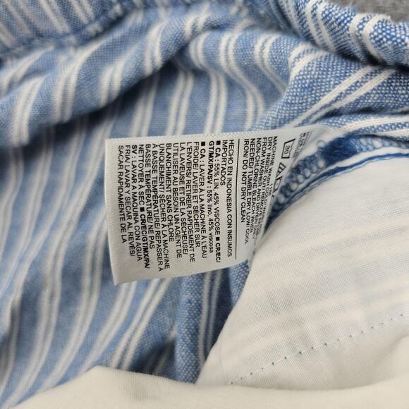 Old Navy Pants Womens XL Blue White Linen Wide Leg Striped Coastal Nautical - Picture 7 of 8